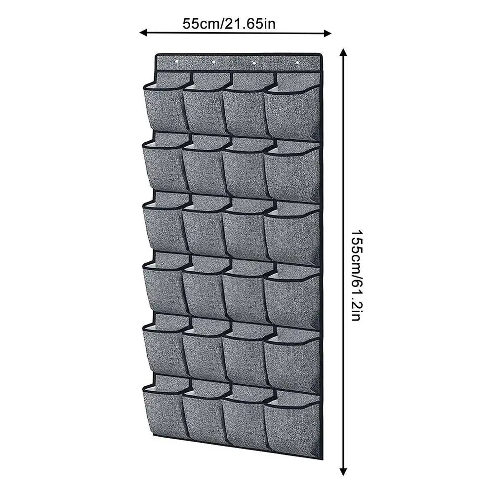 منظم أحذية مكون من 28 جيبًا مع رف معلق للأحذية ونعال لتخزين الأحذية وتوفير المساحة وخزانة أحذية منظمة ورف أحذية مجاني مزود بمسامير