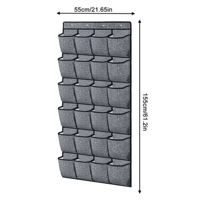 منظم أحذية مكون من 28 جيبًا مع رف معلق للأحذية ونعال لتخزين الأحذية وتوفير المساحة وخزانة أحذية منظمة ورف أحذية مجاني مزود بمسامير