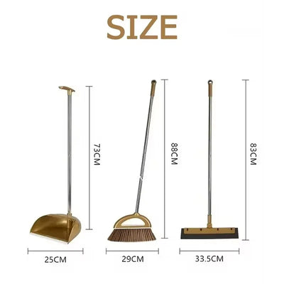 Broom and Plastic Dustpan Set Gold Sweeping Dust Brush Cleaner Kits Sweeper Wiper Floor Cleaning Tools Household Accessories