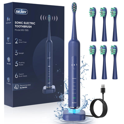 Sejoy Ultra-Whitening Sonic Toothbrush Rechargeable Electric Toothbrush 8 Brush Heads Wireless Charging 5 Modes Smart Timer