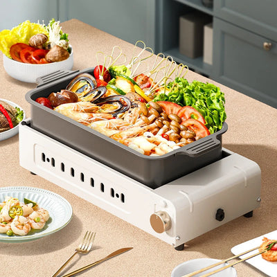 2200W Multifunction 3-in-1 Grill Pan Household Electric Barbecue Machine Smokeless Electric BBQ Hot Pot Split Cooking Pot 220V