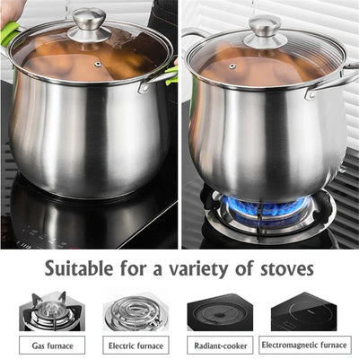 24cm Stainless Steel Soup Pot Large Capacity Home Cooking Pot Stew Chicken Induction Cooker Gas Stove Universal Kitchen Cookware