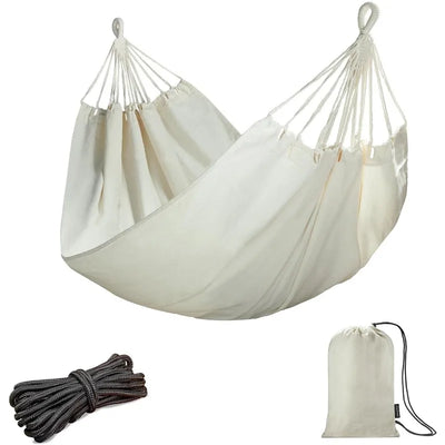 Boho Macrame Double Hammock with Hanging Ropes & Elegant Tassels 86.6x59 Portable Cotton Hammock for Patio Backyard Porch