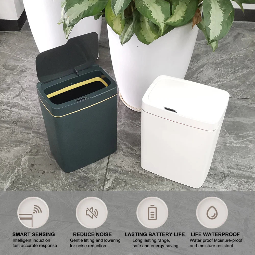 Smart Trash Can With Lid 18L for Kitchen Bathroom Bedroom Automatic Bagging Touchless Smart Sensor Garbage Bin