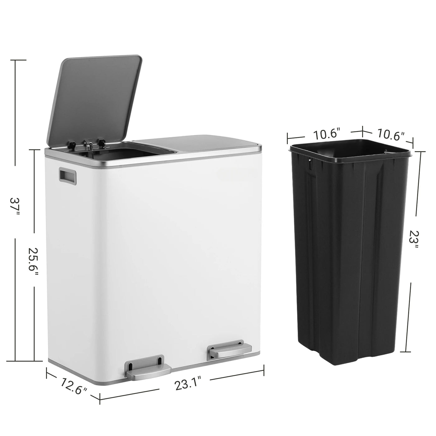 wholesale 30L*2 Large Recycling Rectangular Soft-Close Garbage Bin Step Trash Can Pedal Bin with Lid