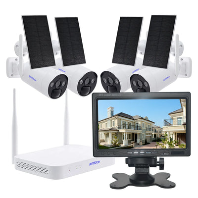 4pcs/8pcs Wireless Solar Panel Battery WIFI Camera & WiFi NVR Video Surveillance Security System Kit with 7 Inch HD Monitor