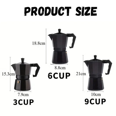 Aluminum Moka Pot Classic Stovetop Coffee Maker Reusable Filter Espresso Coffee Maker with Antiscald Handle Design Kitchen Use