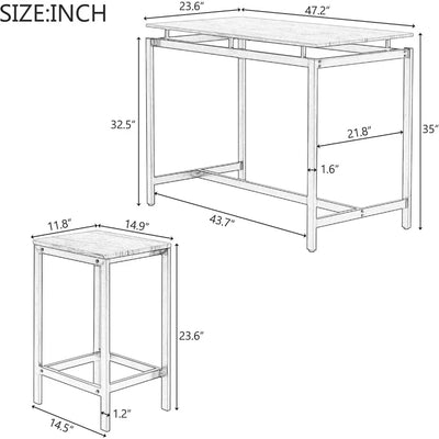 5-Piece Compact Rectangular Bar Table Set with 4 Stools, Furniture for Dining Room and Breakfast Nook, Dining Table Sets