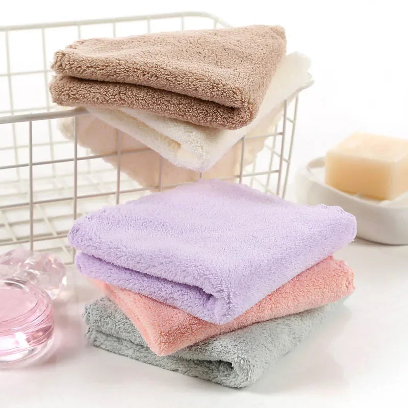 High Density Coral Velvet 25*25cm Small Square Towel Hand Towel Microfiber Child Washcloth Kids Face