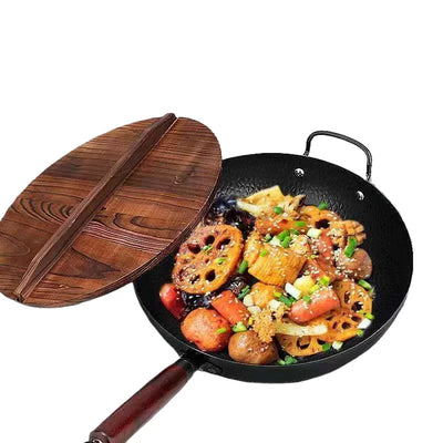 Women Lightweight Wok Pan,Hammer Cast Iron Frying pan,Durable Non-stick Wok,For Kitchen Gas Stove And Induction Kitchen Cookware