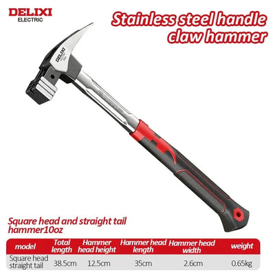 DELIXI ELECTRIC Hammer,High Carbon Steel Multifunction Non-slip Shockproof Hammer Hand Tool Magnetic Claw Hammer for Woodworking