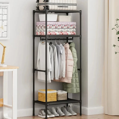 Coat Rack Bedroom Multi-Layer Floor Standing Coat Racks Multifunctional Storage Shelves Single Row High-capacity Storage Hanger