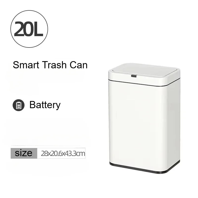 20L Smart Sensor Trash Can Household Kitchen Automatic Wastebasket Bathroom Toilet Garbage Can with Lid Large Capacity Waste Bin