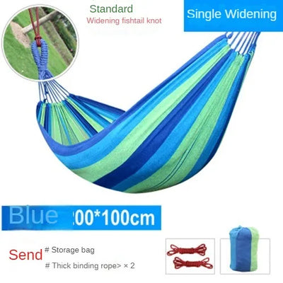 NewOutdoor Indoor Canvas Single Hammock Outdoor Camping Indoor Childrens Swing Thickened Striped HammockMulti Functional Hammock