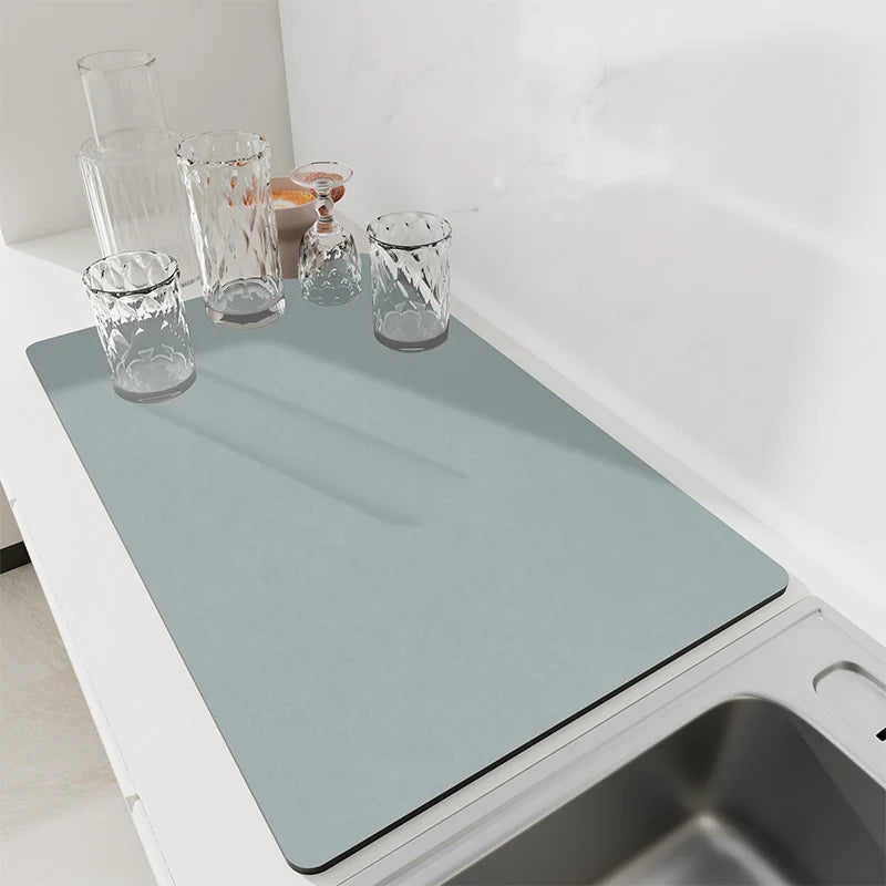 Super Absorbent Kitchen Faucet Mat Coffee Dish Drying Mats Non-slip Draining Pad Quick Dry Tableware Placemat Dinnerware