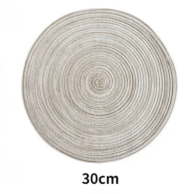 6pcs Round Table Mat Woven Ramie Placemats Anti Slip Dining Coffee Decor Non-Slip Tableware Bowl Pads Kitchen Drink Cup Coasters