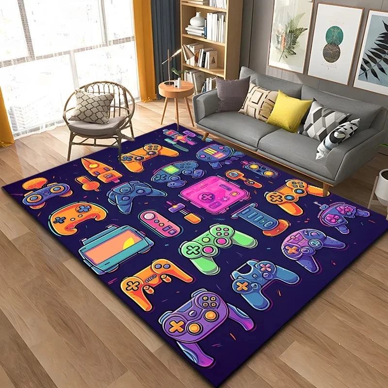 3D 80s Gamer Carpet Controller Area Rug Large for Living Room Bedroom Kitchen Carpets for Bed Rooms Mat Home Rugs Decoration