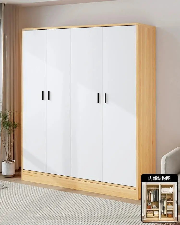 Small Wardrobe Household Bedroom Wooden Cabinet Simple Assembly Wardrobe Strong Durable Rental Room