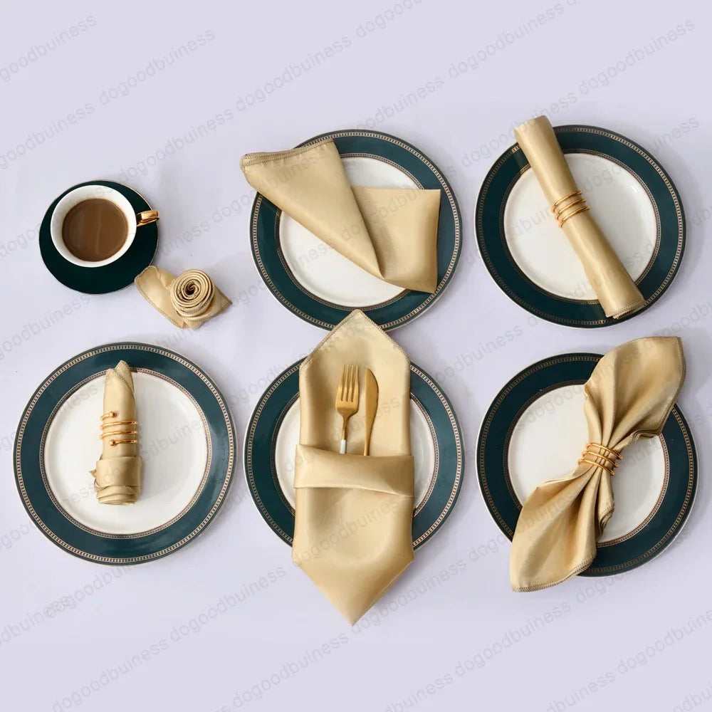 6pcs 30*30cm Satin Table Napkin Square Serving Table Napkins Wedding Party Soft Handkerchief Christmas Home Table Decoration