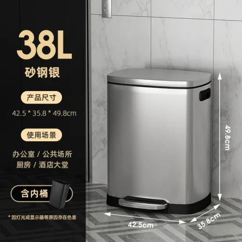 50 liter ultra large capacity stainless steel trash can, pedal style kitchen dedicated high-end household use