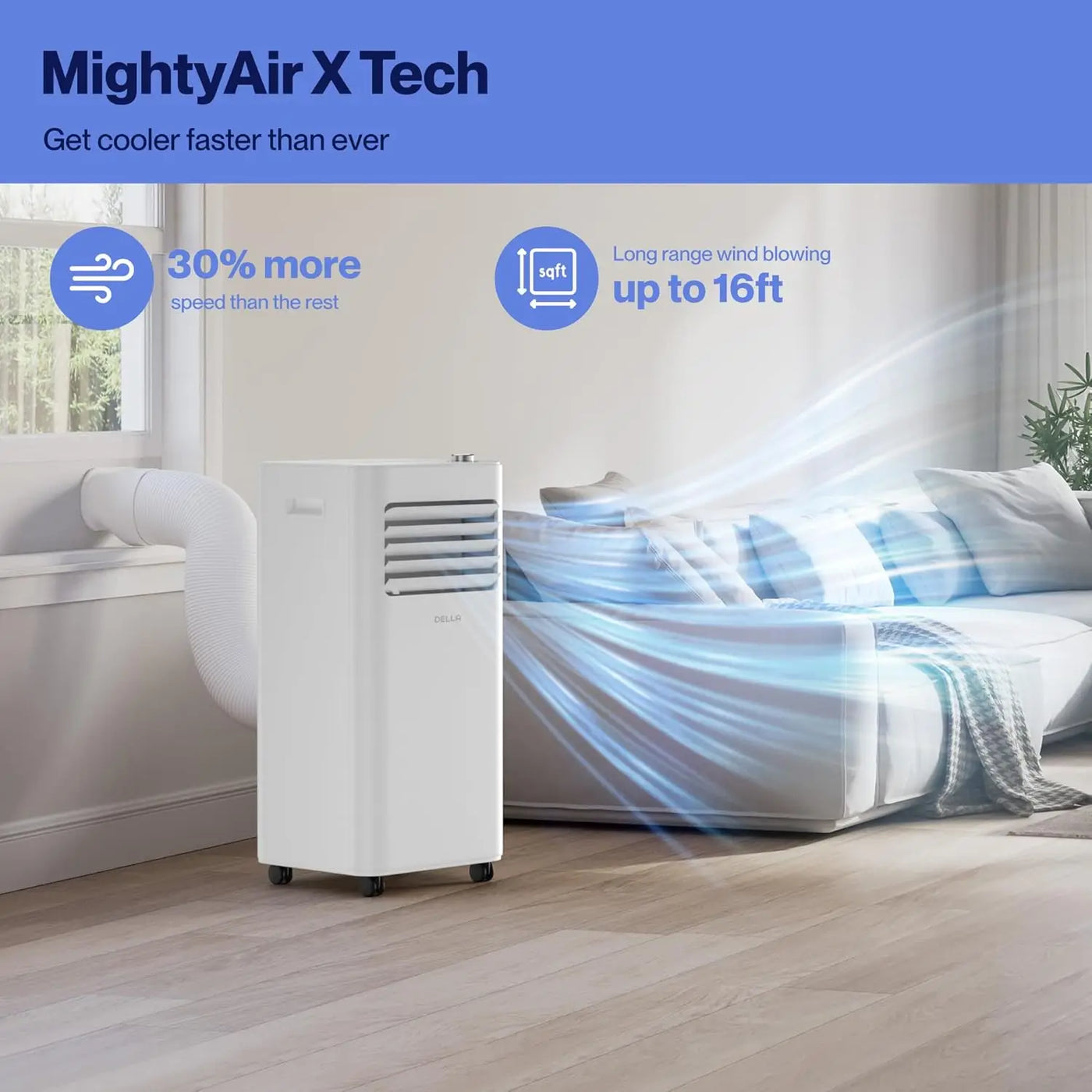 10,000 BTU Smart Portable Air Conditioner Cools Up To 450 Sq. Ft, Work with Alexa and WiFi, Geo Fencing, Dehumidifier & Fa