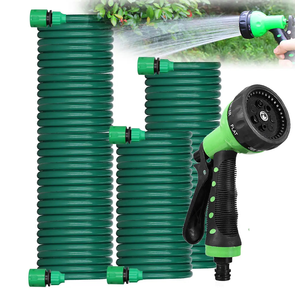 7.5M/15M/30M Retractable Coil Magic Flexible Garden Water Hose Car Cleaning Spring Pipe Plastic Hose Plant Watering W/ Spray Gun