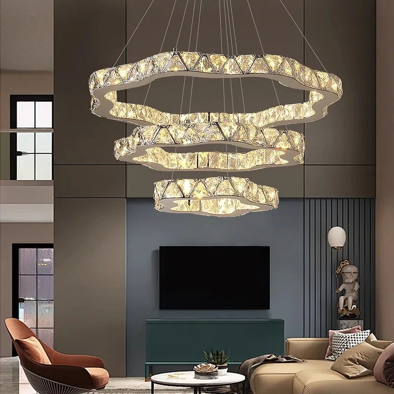 Modern home decoration crystal chandelier, stair Pendant lamp, living room Pendant lights, interior lighting