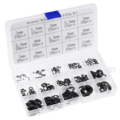 UXCELL 300Pc E-Clip Washers M1 M1.5 M2 M2.5 M3 M3.5 M4 M4.5 M5-M11 Circlip Retaining Shaft Snap Ring Carbon Steel Assortment Set