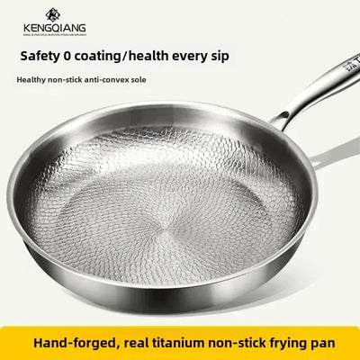 German Frying Pan Pure Titanium Pan Fish Scale Hammer Pattern Uncoated Non-stick Pan Induction Cooker Universal Steak Frying Pan