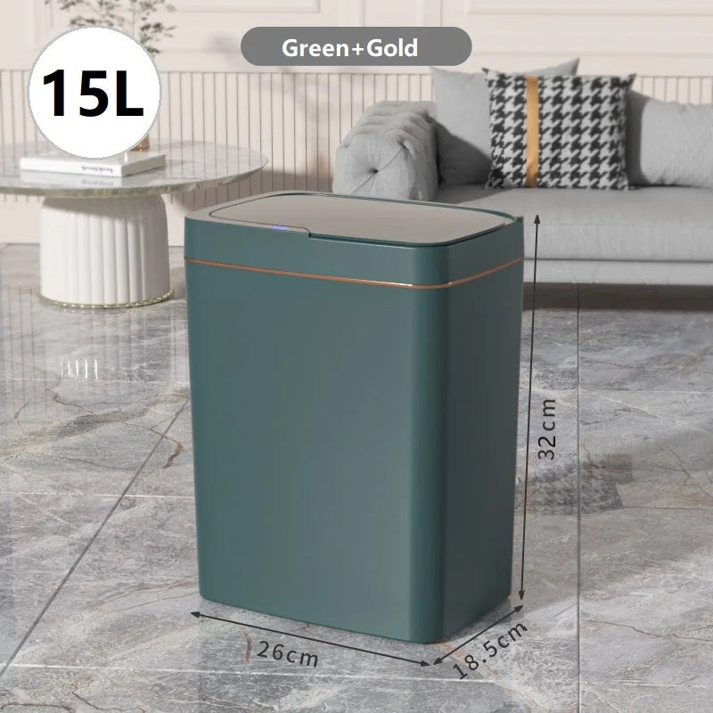 15/18L Smart Sensor Trash Can Garbage Bucket Waterproof Narrow Seam Automatic Trash Bin Wastebasket for Kitchen Toilet Bedroom