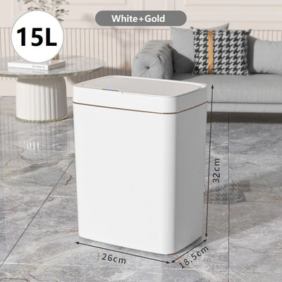 15L Smart Bathroom Trash Can Automatic Bagging Electronic Trash Can White Touchless Narrow Smart Sensor Garbage Bin Smart Home