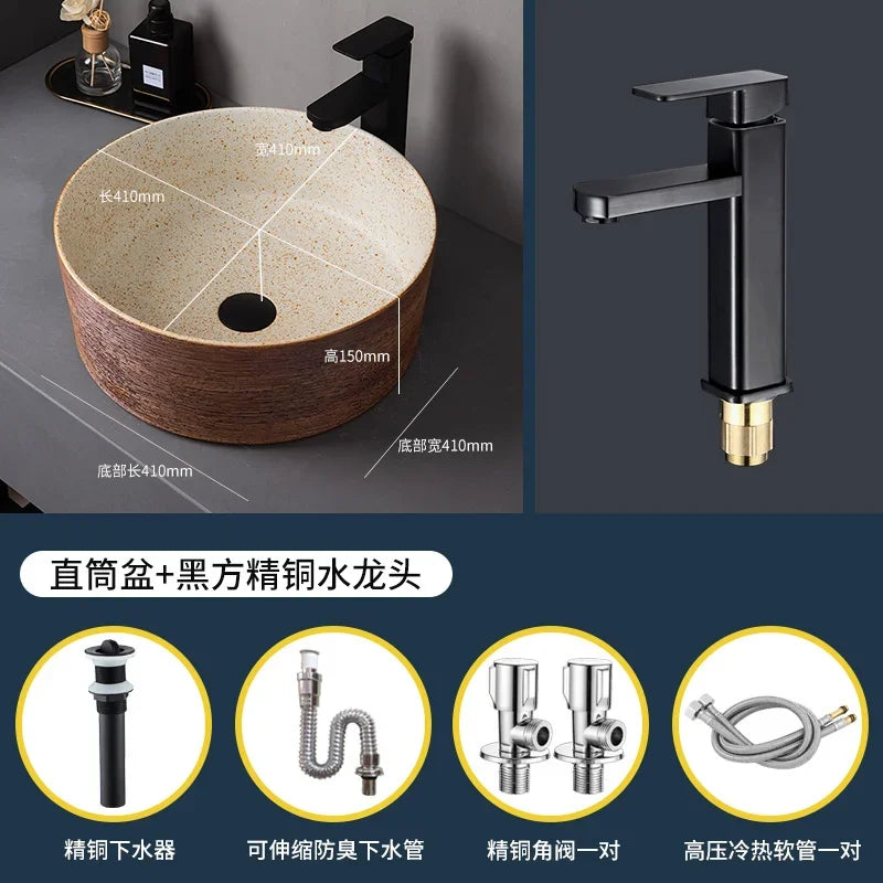 Medieval style platform basin ceramic art bathroom washing creative washbasin household washsink single