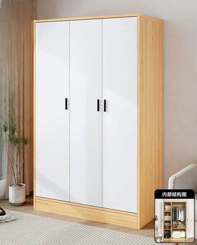 Small Wardrobe Household Bedroom Wooden Cabinet Simple Assembly Wardrobe Strong Durable Rental Room