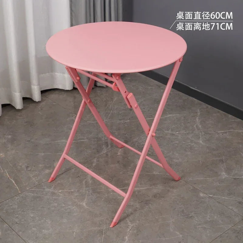 Folding round table balcony office negotiation portable light luxury dining table rental home