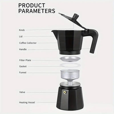 150/300/450ml Moka Pot Stovetop Camping Manual Cuban Coffee Maker Manual Camping Cuban Coffee Brewer for Making Cappuccino Latte