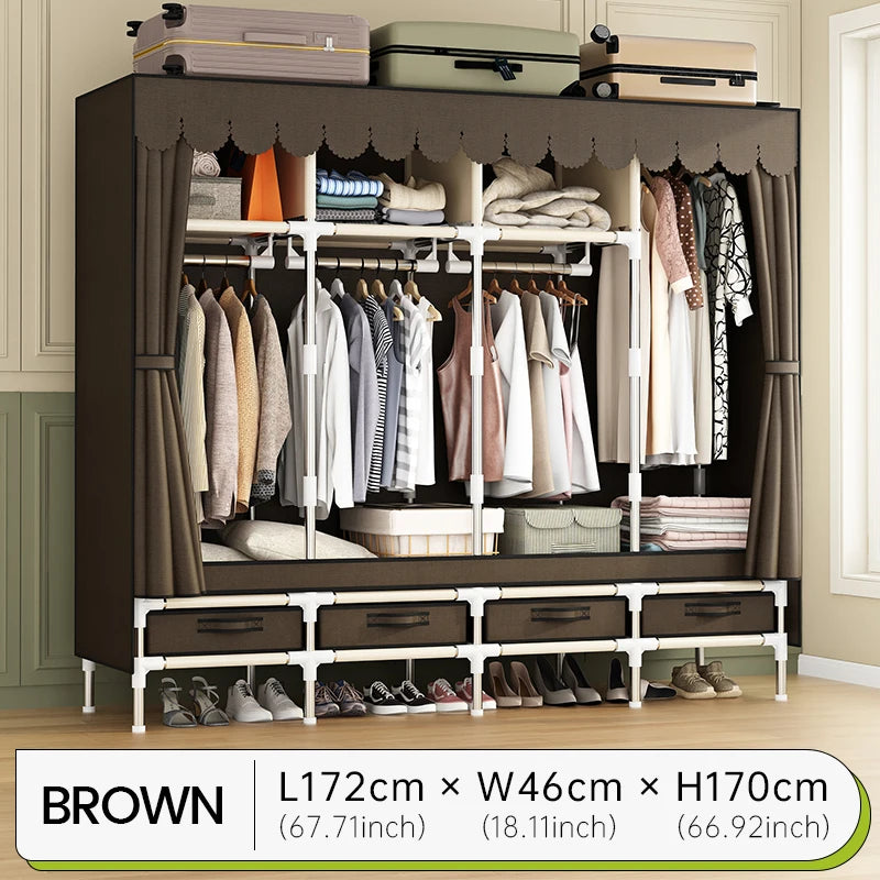 Simple wardrobe, assembled wardrobe, new sturdy and durable home bedroom with drawers