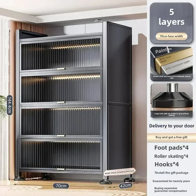 Storage Racks Multi-layer Storage Cabinets, Thickened Carbon Steel, Stainless Steel Feet, Suitable for Kitchen Living Room