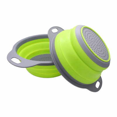 2 Pieces Collapsible Silicone Colander Folding Kitchen Strainer Including One 8 Inch and One 9.5 Inch