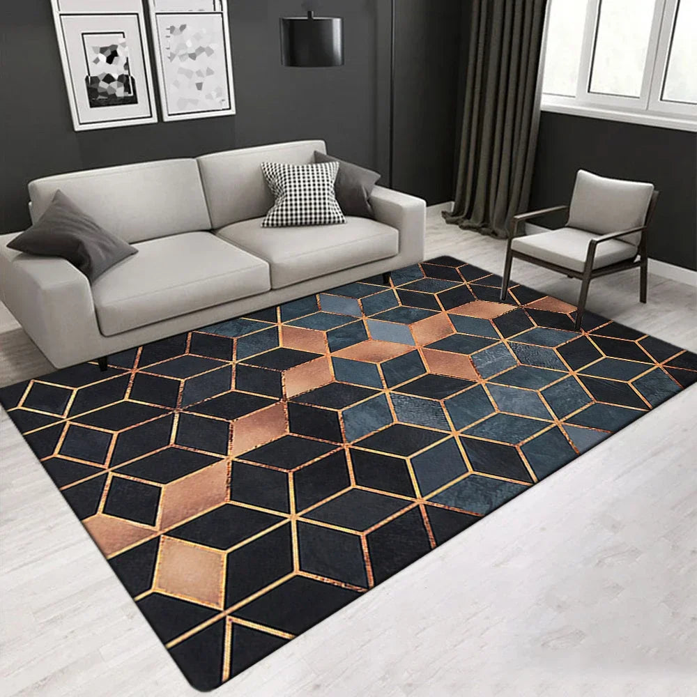 European geometric lines printed decorative carpet bedroom bathroom living room restaurant kitchen balcony elegant ground mat