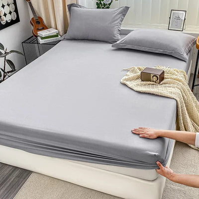 Premium Solid Color Brushed Fitted Sheet,Ultra-Soft Sateen Weave for Cozy Nights - Hypoallergenic and Easy Care Bedding