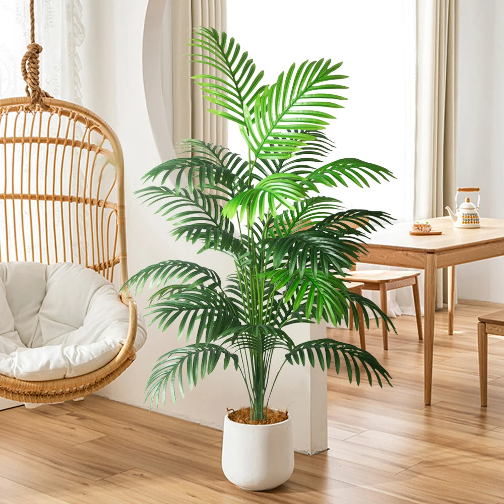 90/120cm Large Artificial Tropical Palm Tree Fake Coconut Tree Branch Plastic Green Turtle Back Leaves for Home Office Decora