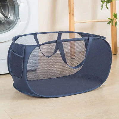 Horizontal Foldable Laundry Basket Mesh Cloth Breathable Laundrys Hamper Large Capacity Storage Baskets Home Accessories