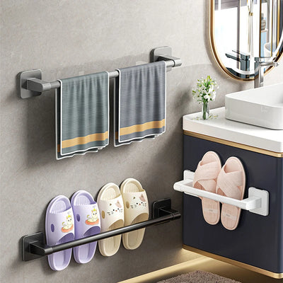 Bathroom Towel Holder White Without Drilling Bathroom Gray Towel Rack Towel Bar Self-Adhesive Bathroom Towel Rack Towel Rail