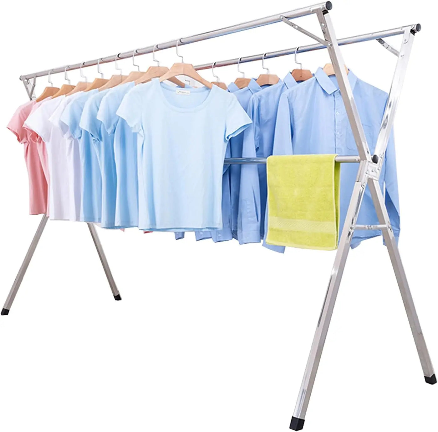 Clothes Drying Rack for Laundry Foldable Free of Installation Adjustable Stainless Steel Garment Rack