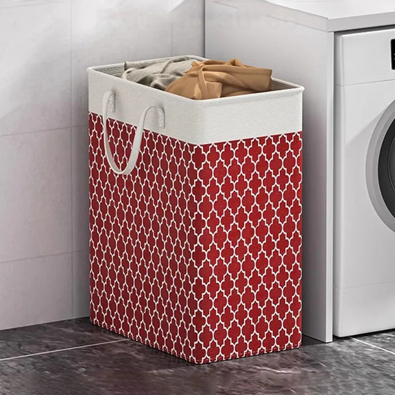 Home Bathroom Foldable Laundry Basket Dirty Laundry Storage Bucket with Printed Pattern for Bedroom, Living Room, Toy Storage