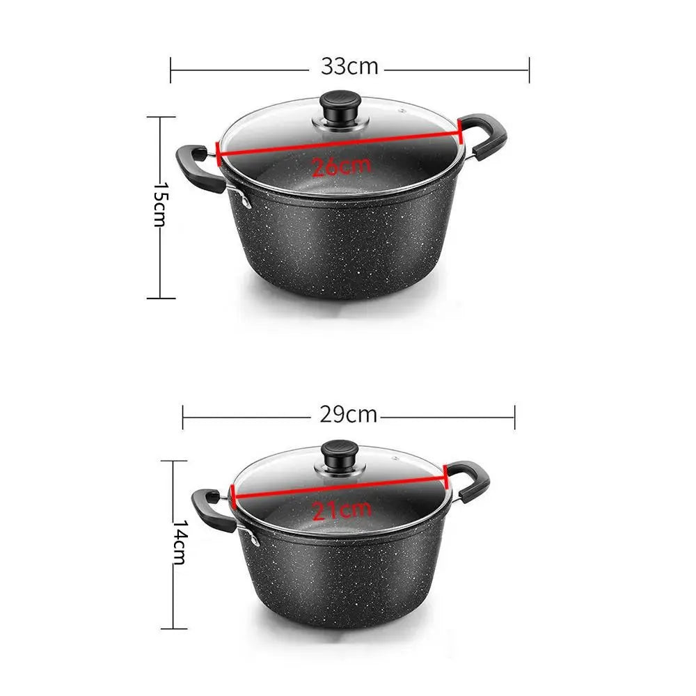 Universal Maifan Stone Soup Pot Non-stick with Lid Kitchen Cooking Household Two Ears Cookware Gas Induction Cooker