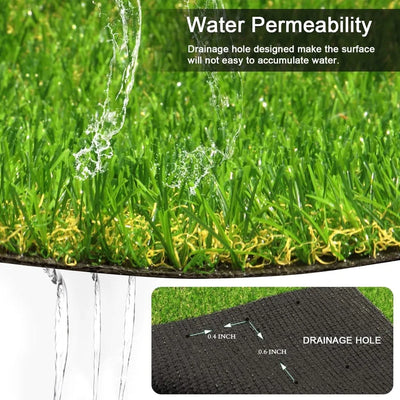 Realistic Fake Grass Rug with Drainage Holes, 20MM Indoor Outdoor Lawn Landscape for Backyard Patio, Artificial Turf Grass