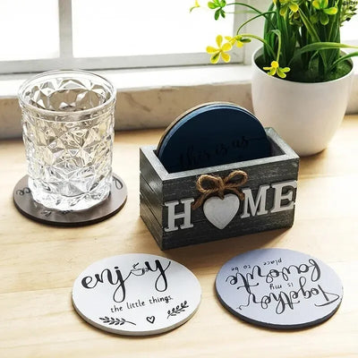 Home Love Wooden Set Insulated Coasters Kitchen Tableware Anti Scald And Household Use Cup Trays Decor Accessories