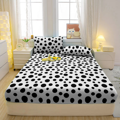 1 Simple Modern Geometry Printed Matte Fitted Sheet, Bedroom Printed Bed Cover, Bedding (Excluding Pillowcases)