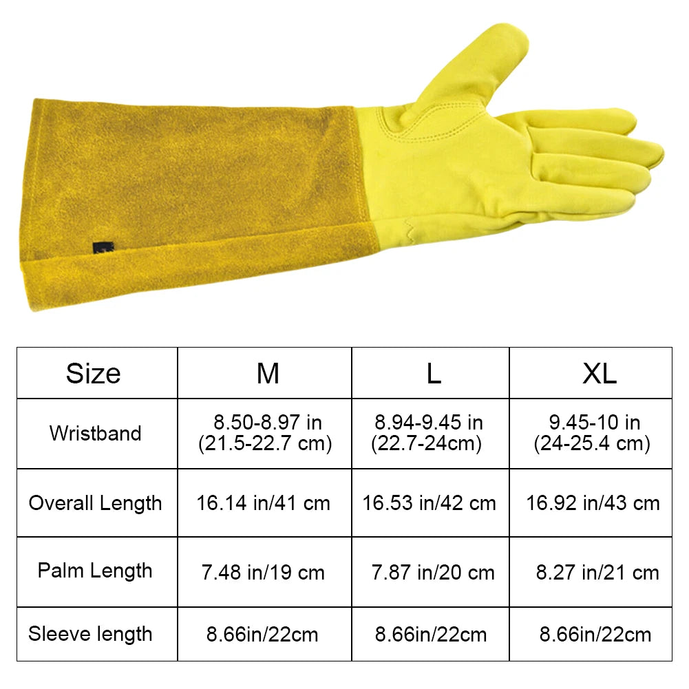 1 Pair Leather Breathable Gauntlet Gloves Rose Pruning Long Sleeve Gloves for Men and Women Best Gardening Glove Garden Gifts